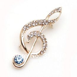 Wholesale- Gold Plated Rhinestone Crystal Musical Signal Diamante Pin Brooch