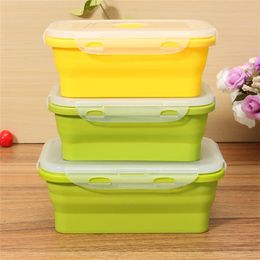 Lunch Box Collapsible Portable 800ml Food Grade Silicone Bowl Bento Boxes Folding Food Storage Container Lunch Box Ecofriendly