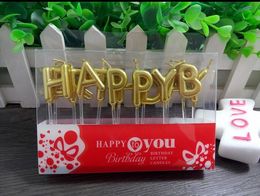 European Style Birthday Cake Decoration Home Party Use Gold / Silver / Multi-colored HAPPY BIRTHDAY Candle Cake Candles
