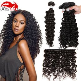 Hannah product Peruvian Virgin Hair Water Wave Virgin Peruvian Curly Hair Water Wave Peruvian Hair Bundles 4 Bundles Curly Weave