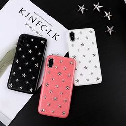 PU Luxury Leather Back Cover Metal Star Cell Phone Case Fashion Desion High Protective Cases For Iphone X 8 7 6 6S Plus