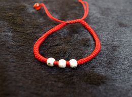 Natural agate 925 sterling silver bead 3 / red snake knot bracelet