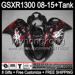 8gifts For SUZUKI Hayabusa GSXR1300 2008 2009 2010 2011 red flames 14MY27 GSXR-1300 GSX R1300 GSXR 1300 2012 2013 2014 2015 black Fairing