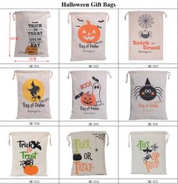 DHL FREE 2017 Halloween Canvas Drawstring Bag Trick or Treat Sack Bags Pumpkin Spider bags For Hallowen Party