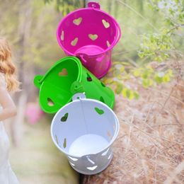 Colorful Mini Metal Bucket Heart Hollow Out Tin Pails Wedding Candy Pails Birthday Baby Shower Party Gift Favors ZA1379