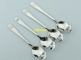 100pcs/lot Fashion Stainless coffee spoon Skull shape dessert spoon Food grade stainless ice cream candy tea spoon