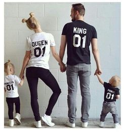 Family King Queen Letter Print t shirts Mother and Daughter father Son Clothes Matching Princess Prince