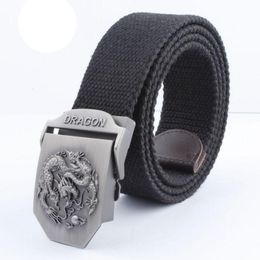 2017 Men Canvas Belt Dragon Buckle Belt Army Tactical Belts For Male Top Quality Men Strap Free Shipping