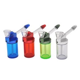 Portable 80MM MINI Smoking Water Pipe All in One Smoke Glass Acrylic Tobacco Herbal Holders water smoking pipe