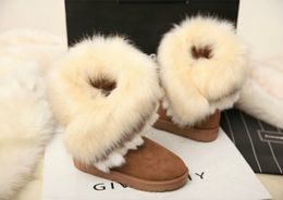 NEW style Fox Fur Warm Women Snow Boots Autumn Winter Wedges boots size 36-40
