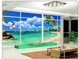 fashion decor home decoration window outside the beautiful natural sea view 3D stereo TV wall