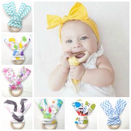 50pcs Infant baby Teethers Teething Ring teeth Fabric and Wooden Teething training Crinkle Material Sensory Toy Natural teether YE001