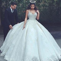 Latest Said Mhamad Wedding Gowns With Lace Appliques Sexy V-Neck Sleeveless Princess Wedding Dress 2017 Charming A-Line Pretty Bridal Dress