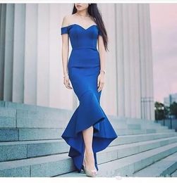 Sheer Blue Bateau ohne Dekoration Meerjungfrau Abendkleid Elegant Party Prom Kleid Formelle Gelegenheit Tragen