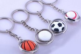 Basketball Football Golf Keychain Men Mini Simulation Rotatable Ball Key Chains chain key rings keyring novelty promotion gift