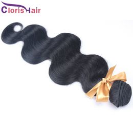 Sample 1 Piece Unprocessed Brazilian Virgin Body Wave Human Hair Extensions Cheap Wavy Brazillian Weave Bundles 100g Natural Black Weft