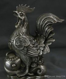 Marked Chinese Old Folk Fengshui Silver Zodiac Rooster Cock Yuanbao Ruyi Coins