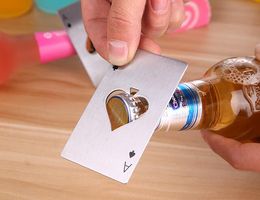 Free Shipping 100pcs/lot Stainless Steel Poker Card Shaped Beer Bottle Opener Red Wine Cap Opener