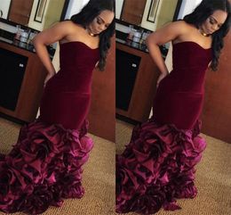 Evening Sweetheart Style Mermaid Sleeveless Bury Prom Dresses Back Zipper Tiered Pleats Sweep Train Custom Made Formal Party Gowns