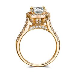 Size 5-11 New Brand Desgin Luxury Jewellery Round Cut White Sapphire 925 Sterling Silver Yellow Gold CZ Diamond Wedding Crown Women Ring Gift