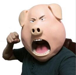 Wholesale 2017 High Quality Halloween Pig Scary Mask Latex Animal Head Adult Mask Angry Silicone Rubber Pig mask macka Free Shipping