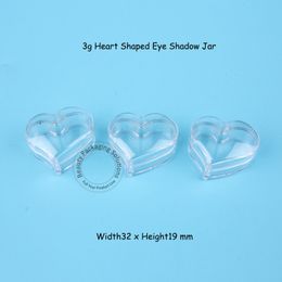 300pcs/Lot Wholesale Empty 3g Plastic Small Heart Shaped Eye Shadow Pot Women Cosmetic DIY Eye Cream Vial 3 Gram Jar Refillable