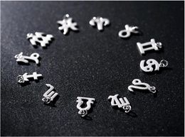 12 Zodiac Signs Charms Pendants for Bracelet Necklace Tail Chain 925 Sterling Silver DIY Jewelry Components Findings