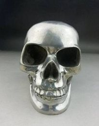 Magnifique tibet argent gros crâne mort de tête netsuke sculpture