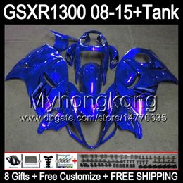 8gifts For SUZUKI Hayabusa GSXR1300 2008 2009 2010 2011 14MY100 gloss blue GSXR-1300 GSX R1300 GSXR 1300 2012 2013 2014 2015 blue Fairing