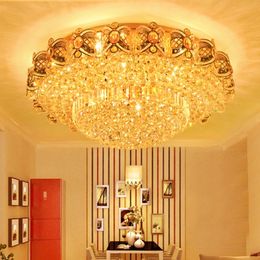 LED Crystal Ceiling Chandeliers Lights Fixture Modern Golden Ceiling Lamps Surface Mounted Luminaire 3 White Light Colour Changeable with Dimmable Controller