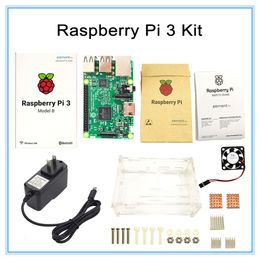 Freeshipping Raspberry Pi 3 Model B Board +Raspberry Pi3 Case +Power Plug(EU &US)+Heat Sinks