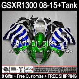 gloss green 8gifts For SUZUKI Hayabusa GSXR1300 2008 2009 2010 2011 14MY211 GSXR-1300 GSX R1300 GSXR 1300 2012 2013 2014 2015 blue Fairing
