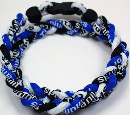 Promotion - 350PCS/Lot Baseball Sports Titanium 3 Rope Braided black white blue Sport GE Necklace RT035