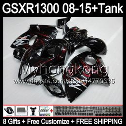 8gifts For SUZUKI Hayabusa GSXR1300 2008 2009 2010 2011 red flames 14MY123 GSXR-1300 GSX R1300 GSXR 1300 2012 2013 2014 2015 black Fairing
