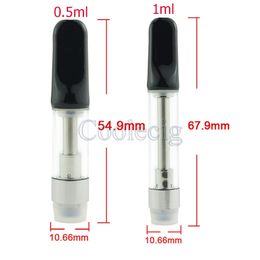 510 Olio denso Atomizzatore punta in ceramica Cartuccia da 0,5 ml 1 ml Serbatoio vaporizzatore in vetro con bobina senza stoppino