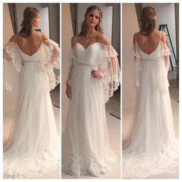 Real Image Chiffon Beach Wedding Dress Sexy Spaghetti Straps Crystal Sash Country Bridal Gowns 2018 wedding guest Party Gowns vestido de