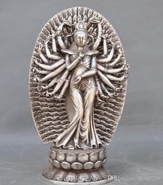 Tibet Buddhismus Buchsbaum schnitzen Kwan-Yin Avalokitesvara Buddha 3 Gott