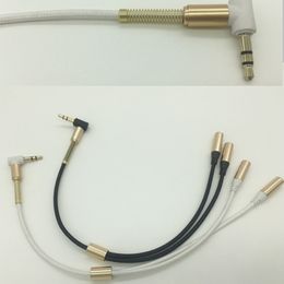 3.5mm Headphone Microphone Y Splitter Adapter Weave Cable Jack One Stereo Male To Two 2 Female Earphone Connector for iphone 7 Samsung Mp4