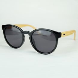 Polarized Wood Sunglasses With Bamboo Temples Driving Sun Glasses Hand Made Round Frame LOGO Engraved Service 4 Colors