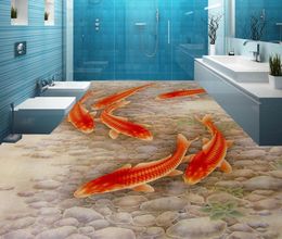 Photo Customise size style brushwork carp pond floor painting mural 3d wallpaper 3d wall papers for tv backdrop