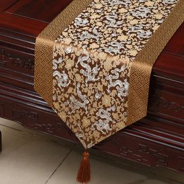 Lengthen China Dragon Patchwork Table Runner High Quality Luxury Silk Brocade Table Cloth Dining Table Protective Pads Placemat 230x33 cm