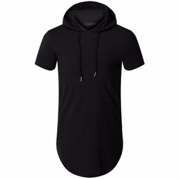 Toptan-Yeni Geldi erkek Hipster Hip Hop Kısa Kollu Hoodie Yan Fermuar T Gömlek Erkekler Kısa Kollu Hoodies Kapşonlu Tasarım Uzun Hoodies