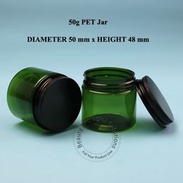 50PCS/LOT Promotion 50G Green PET Cream Jar 50ml Plastic Cosmetic Container Makeup Canister Sample Bottle Black Cap Refillable