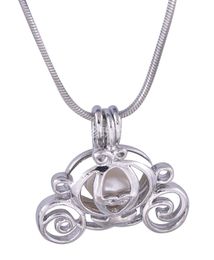 2017 Cinderella Pumpkin Caravan Pearl cage pendants Cartoon fairy Gem Beads Lockets Charm Mountings For Fashion necklaces Jewellery Making