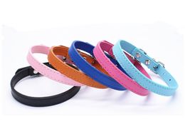 100pcs/lot Fast shipping Dog PU Leather Collar Puppy Cat Dog Collar Cute Neck Strap Leather Pet collars