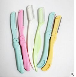 Wholesale-Makeup Sharp Plastic Stainless Steel hair blade Makeup knife Scraper eyebrow knife shaping Shaver razor blade