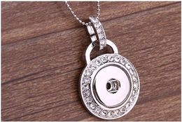 Noosa Snap Button Jewellery Pendant Pave Rhinestone Alloy Interchangeable Round Circle Pattern DIY Europe Chunks Necklace Wholesale