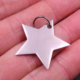 Lot 5pcs in bulk wholesale Cool Stainless steel 20mm Shiny fashion star Pendant Charms Silver Good Polished no chain for men jewelry