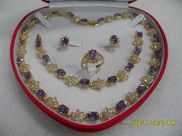 Favourite gift women's jewellery amethyst yellow gold 18k necklace set