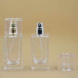 YB-16 50Pcs High-end 50ML Transparent Rectangular Perfume Bottle Glass Spray Empty Bottle, 2 Colors Optional